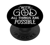 avec Dieu, Tout est Possible - Citation de Foi PopSockets PopGrip Adhésif