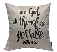 avec Dieu, Tout Est Possible. Citation du Verset Housse Coussin Decorative Housses De Coussins Doux Taie Oreiller pour Chambre Salon Extérieur 45X45Cm