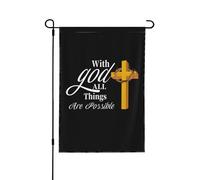Avec Dieu, Tout Est Possible (Matthieu 19.26) Drapeau De Cour Avec Œillets Drapeaux De Jardin Double Face Drapeau De Jardin Pour Dortoirs Extérieure Plage 30X45cm