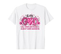 avec Dieu, Tout est Possible Sensibilisation au Cancer du Sein T-Shirt Graphique avec Valeur