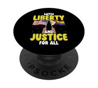 avec Drapeau américain Liberty and Justice for All Pride Month PopSockets PopGrip Adhésif