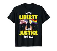 avec Drapeau américain Liberty and Justice for All Pride Month T-Shirt