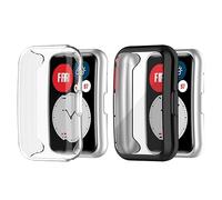 Avec film de protection d'écran ultra fin compatible avec Huawei Watch Fit/Fit New/Fit Special Edition, coque de protection en TPU pour accessoires Huawei Fit (noir + transparent)