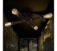 avec Finition en cuivre 4 têtes d'éclairage décoratif Edison Sources de lumière E27 Douille de Lampe Tuyau d'eau Longue durée de Vie Applique Murale Rustique Vintage en Fer forgé pour Bar
