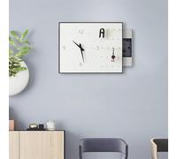 avec Horloge Boîte à Fusibles Décorative Couvercles Crochet De Panneau Perforé Rangement des Clés, Boîte De Disjoncteur Couvercle Décoratif Bois Caché É, Left, 55 * 45CM_Horizontal