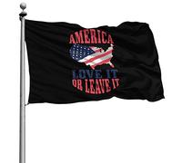 Avec Œillets Bannière Couleurs Vives Bannière Extérieure L'Amérique, On L'Aime Ou On La Quitte 90X150Cm Drapeaux De Pirate Pour Fête Manif Célébration