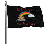 Avec Œillets Bannière Décoratifs Bannière Extérieure Dieu Tient Ses Promesses 90X150Cm Drapeaux Pour Fête Anniversaire Bar