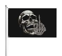 Avec Œillets Bannière Extérieure Tête De Mort Faisant Un Doigt D'Honneur Résistant À La Décoloration Pour Extérieur Décorations Célébration 90X150Cm