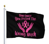 Avec Œillets Drapeau Cher Cancer, Tu As Choisi La Mauvaise Salope Drapeaux Résistant À La Décoloration Bannière Extérieure Pour Célébration Jardin Bar 90X150Cm