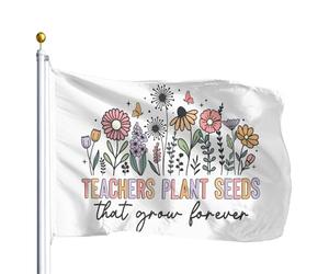 Avec Œillets Drapeau De Jardin Les Enseignants Sèment Des Graines Qui Germent Pour Toujours. Drapeaux Double Couture Bunting Pour Jardin Balcon Fête 90X150Cm