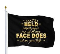 Avec Œillets Drapeau De Pirate Je Ne Peux Être Tenu Responsable De Ce Que Mon Visage Réagit Quand Tu Parles. Drapeaux Résistant À La Décoloration Bunting Pour Extérieur Balcon 90X150Cm