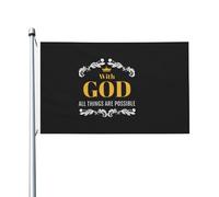 Avec Œillets Drapeau Pirate Matthieu 19:26 Avec Dieu, Tout Est Possible Drapeaux Personnalisé Bannière Extérieure Pour Jardin Maison Bar 90X150Cm
