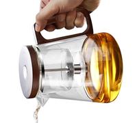 Avec infuseur - En verre de 800 ml | Avec passoire et manche en bois | Verre infuseur à thé avec contrôle de presse de grande capacité | lâche résistant à la chaleur pour Home Stud