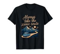 avec Inscription « Always Take The Scenic Route Car Adventure » T-Shirt