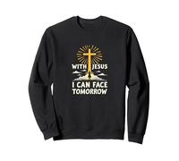 avec Jésus, Je Peux Affronter Demain, la Vie Fait Peur | Foi chrétienne Sweatshirt, Unisexe pour Adultes, Noir, M