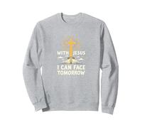 avec Jésus, Je Peux Affronter Demain, la Vie Fait Peur | Foi chrétienne Sweatshirt, Unisexe pour Adultes, Gris Chiné, XL