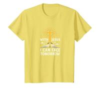 avec Jésus, Je Peux Affronter Demain, la Vie Fait Peur | Foi chrétienne T-Shirt, Enfant, Citron, 12 Ans