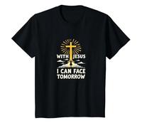 avec Jésus, Je Peux Affronter Demain, la Vie Fait Peur | Foi chrétienne T-Shirt, Enfant, Noir, 2 Ans