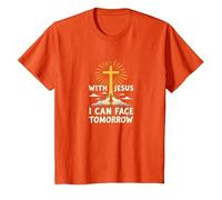 avec Jésus, Je Peux Affronter Demain, la Vie Fait Peur | Foi chrétienne T-Shirt, Enfant, Orange, 8 Ans