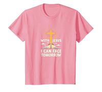 avec Jésus, Je Peux Affronter Demain, la Vie Fait Peur | Foi chrétienne T-Shirt, Enfant, Rose, 10 Ans