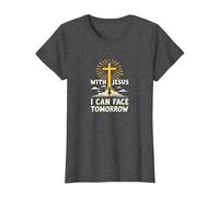 avec Jésus, Je Peux Affronter Demain, la Vie Fait Peur | Foi chrétienne T-Shirt, Femme, Chiné Foncé, S