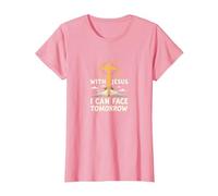 avec Jésus, Je Peux Affronter Demain, la Vie Fait Peur | Foi chrétienne T-Shirt, Femme, Rose, XL