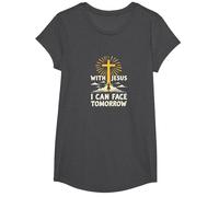 avec Jésus, Je Peux Affronter Demain, la Vie Fait Peur | Foi chrétienne T-Shirt, Fille, Chiné Foncé, L