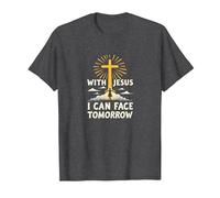 avec Jésus, Je Peux Affronter Demain, la Vie Fait Peur | Foi chrétienne T-Shirt, Homme, Chiné Foncé, M
