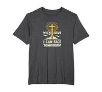 avec Jésus, Je Peux Affronter Demain, la Vie Fait Peur | Foi chrétienne T-Shirt, Homme Grandes Tailles, Chiné Foncé, 6X Tall