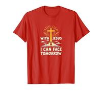 avec Jésus, Je Peux Affronter Demain, la Vie Fait Peur | Foi chrétienne T-Shirt, Homme, Rouge, 3XL