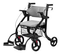 Avec l'aide à la marche Seat Rollator, Déambulateur pliable avec frein de siège, dossier, accoudoir, grand sac de rangement, chariot de courses utilitaire