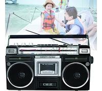 avec Lecteur de Cassettes Cd Com, Lecteur de Cassettes Radio, Lecteur de Cd Boombox Portable avec Bluetooth, Télécommande, Radio Fm, Lecture Usb Mp3. Entrée Aux 3.5 Mm, Prise Casque, Noir, JYLSSKUK