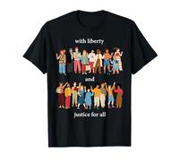 Avec Liberty and Justice for All Rainbow LGBTQ Gay Pride T-Shirt