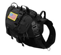 avec Metal Buckle Military Tactical No Pull Dog Training Randing Randonnée Camping Harness for Shepherds Bulldogs Golden Retrievers,Noir,M