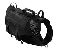 avec Metal Buckle Military Tactical No Pull Dog Training Randing Randonnée Camping Harness for Shepherds Bulldogs Golden Retrievers,Noir A,M