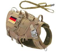 avec Metal Buckle No Pull Military Tactical Dog Harness Service Dog Training Training Randonnée Randonnée Faire De Chasse Et Laisse Ensemble pour Les Chiens Moyens À Grands,B,M