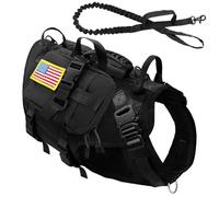 avec Metal Buckle No Pull Military Tactical Dog Harness Service Dog Training Training Randonnée Randonnée Faire De Chasse Et Laisse Ensemble pour Les Chiens Moyens À Grands,E,M