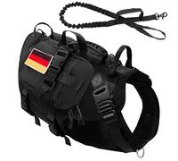 avec Metal Buckle No Pull Military Tactical Dog Harness Service Dog Training Training Randonnée Randonnée Faire De Chasse Et Laisse Ensemble pour Les Chiens Moyens À Grands,D,M