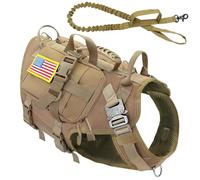 avec Metal Buckle No Pull Military Tactical Dog Harness Service Dog Training Training Randonnée Randonnée Faire De Chasse Et Laisse Ensemble pour Les Chiens Moyens À Grands,Un,M