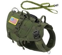 avec Metal Buckle No Pull Military Tactical Dog Harness Service Dog Training Training Randonnée Randonnée Faire De Chasse Et Laisse Ensemble pour Les Chiens Moyens À Grands,H,M