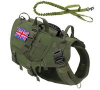 avec Metal Buckle No Pull Military Tactical Dog Harness Service Dog Training Training Randonnée Randonnée Faire De Chasse Et Laisse Ensemble pour Les Chiens Moyens À Grands,Je,L