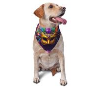 Avec plumes colorées et masque imprimé graphique triangle écharpe pour chiens et chats, bandana mignon réglable pour animaux de compagnie et séances photo