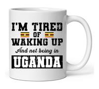 avec poignée Coffee Mugs Je suis fatigué de me réveiller et de ne pas être en Ouganda Tasse À Café en porcelaine Drôle Tasses à café pour Fête des Pères Amies 330ml