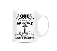 avec poignée tasses en porcelaine Infirmière reconnaissante Dieu a tant aimé le monde qu'il les a créés Tasse À Café en porcelaine Humour Tasses à café pour Amies Fête des Pères 330ml