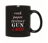 avec poignée tasses en porcelaine Pierre Papier Ciseaux G-un Je gagne au jeu amusant G-un Tasse Drôle Tasses à café pour Maman Fête des Pères 330ml