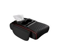 Avec Porte-gobelet Boîte À Mouchoirs Sac Rangement Repose-bras Coussin D'extension Latérale Coussin D'accoudoir Console Centrale Voiture Coussin Épais(Black Red)