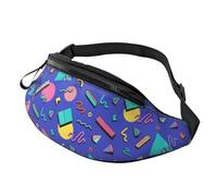 avec Prise Casque Sac À Dos De Voyage Formes Memphis Rétro des Années 90 Sac À Taille Loisir Waist Pack pour Vacances Outdoor Activités 14X35Cm