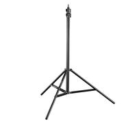 Avec suspension pneumatique, hauteur min. d'env. 99 cm, hauteur max. 280 cm, longueur de transport env. 98 cm, poids env. 1830 g, capacité de charge env. 6 kg, spigot 5/8 pouce avec filetage 1/4, sac de transport