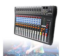avec Table de mixage DJ et Carte Son, mixeur Audio, Studio Production Podcast Portable avec Microphone 3,5 mm, 12 canaux