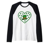 avec Un cœur Irlandais et Un Chapeau de St Patrick Manche Raglan
